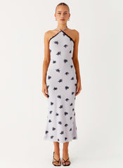 Nestel Flock Halter Midi Dress - Lilac