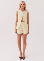 Born For Bordeaux Linen Vest - Lemon