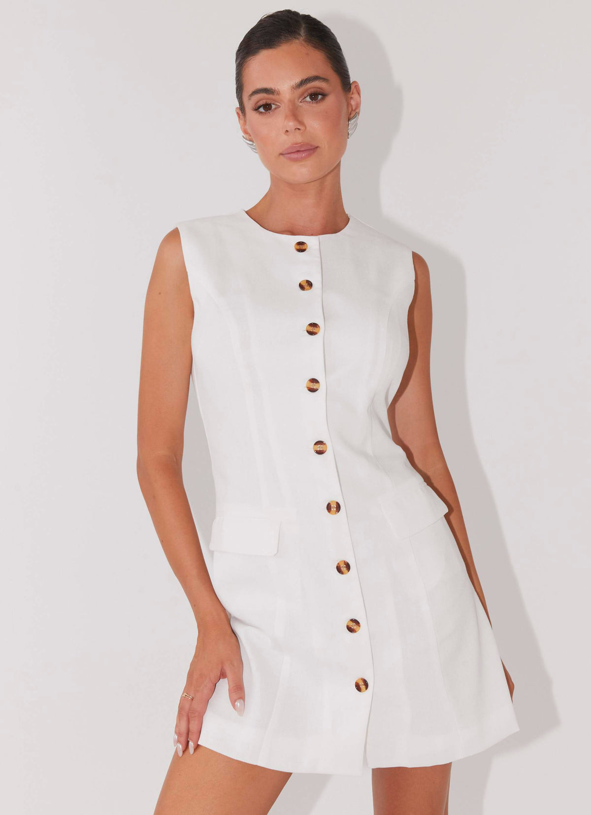 Castello Fiore Linen Mini Dress - White