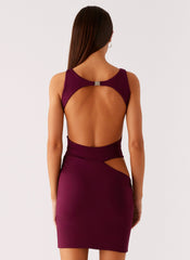 Velvet Wine Mini Dress - Boysenberry