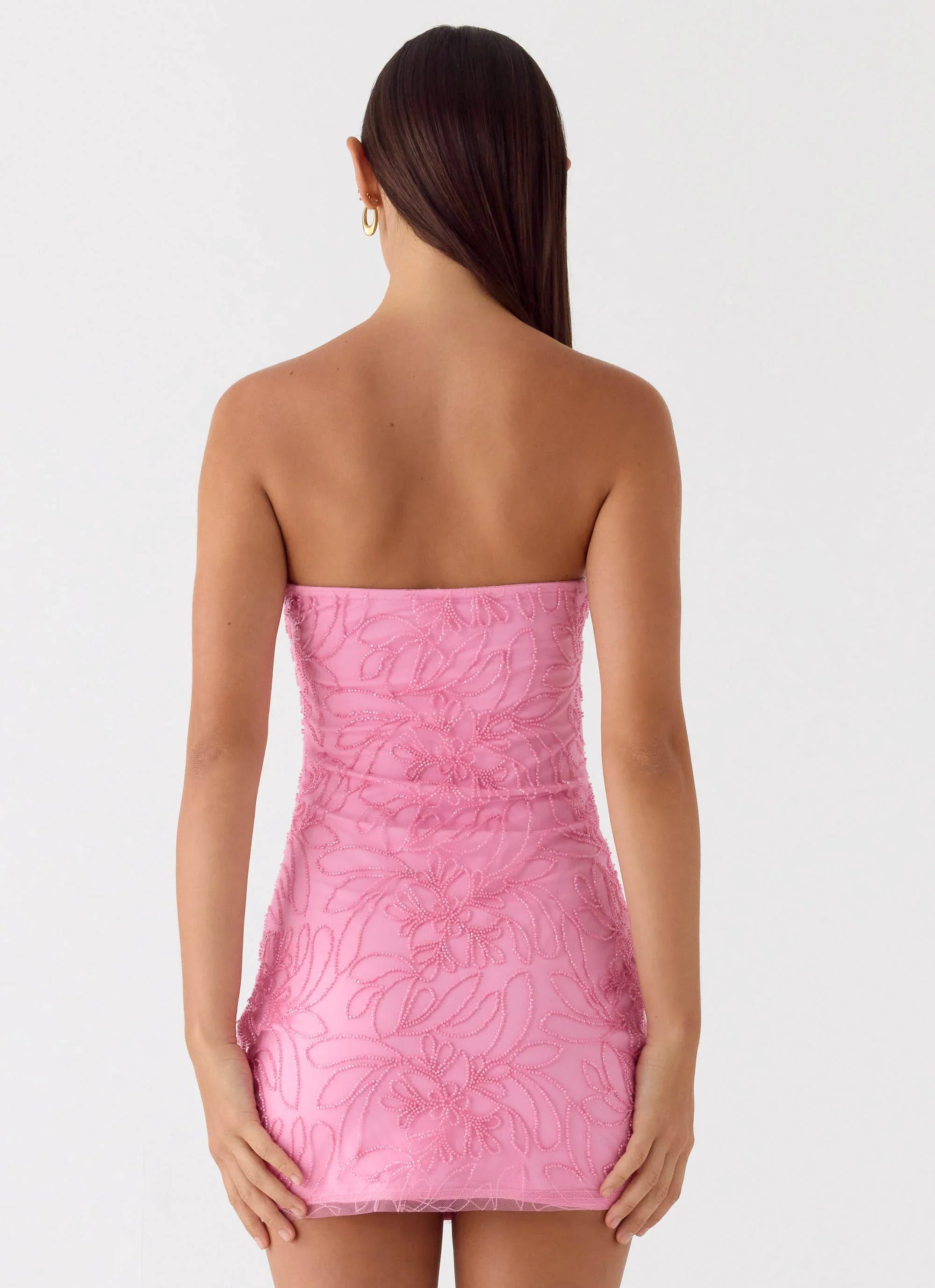 Dangerous Kind Beaded Mini Dress - Pink