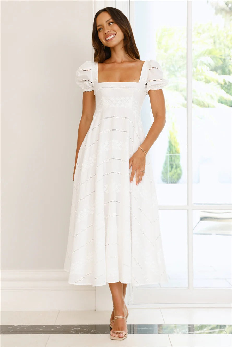 Honeysuckle Haven Maxi Dress White